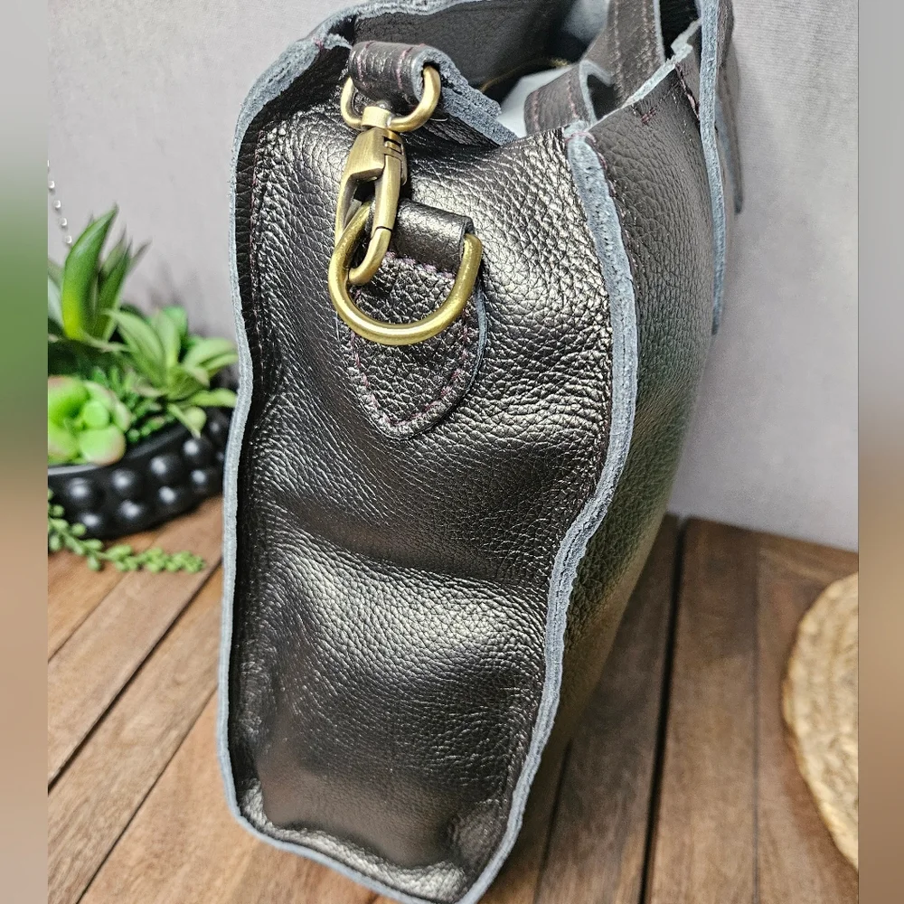 Portland Leather Goods Lola N/S Zippered Crossbody Tote Stardust - Picture 8 of 15